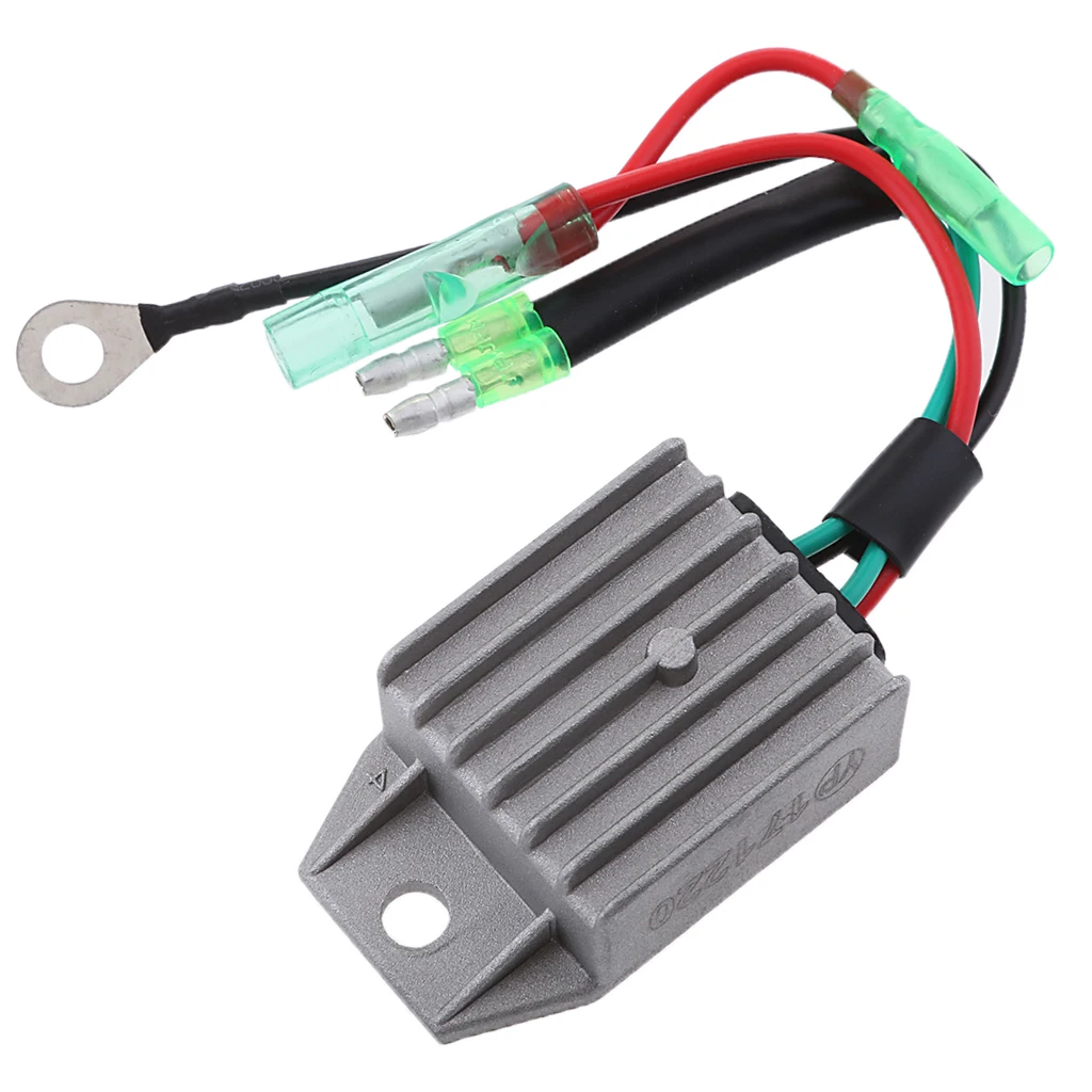 Marine Boat Outboard Voltage Regulator Rectifier Male Plug Replacement for Yamaha 15HP 2-Stroke Engines, Color Gray