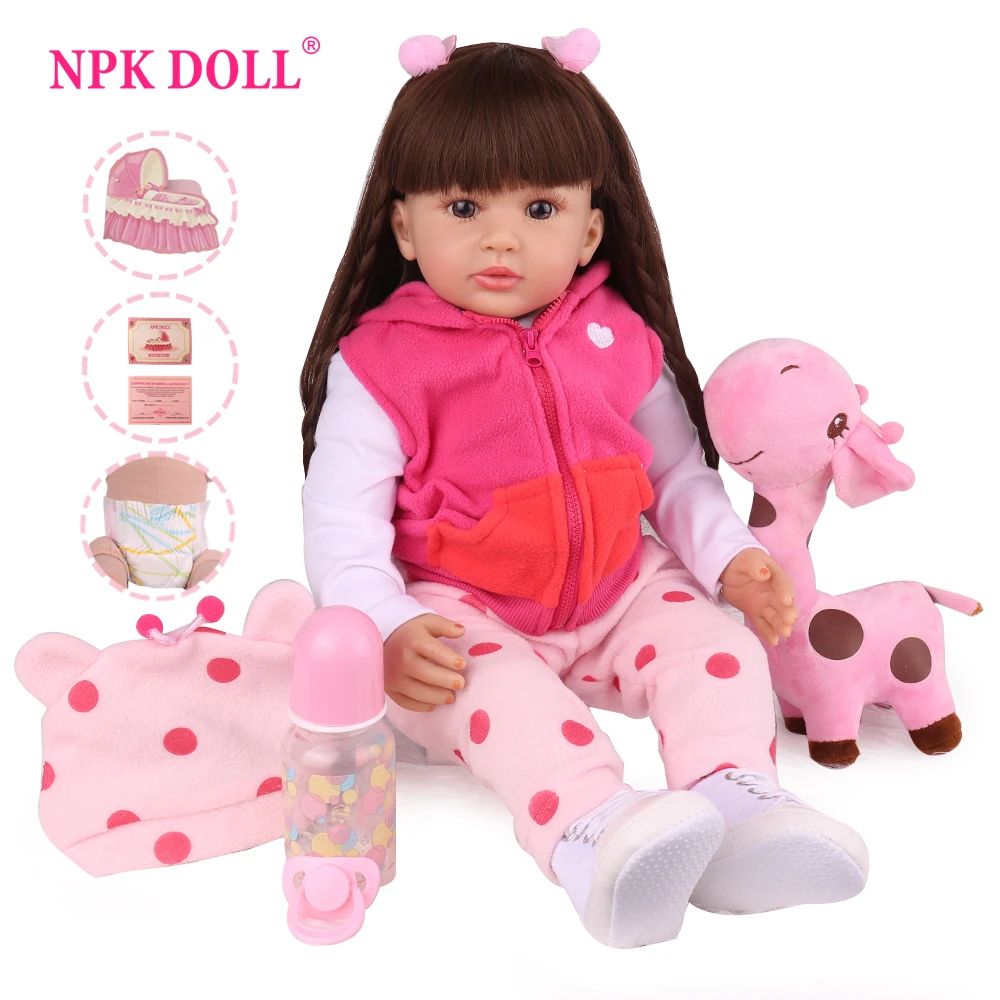 NPKDOLL boneca Кукла реборн игрушки силиконовые 24 дюйма reborn baby born кукла восхитительная Реалистичная boneca reborn girl игрушки для детей - Цвет: 24 inch