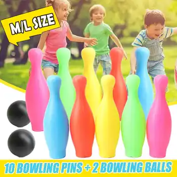 

12 Pcs Colorful Plastic Bowling Set Pins and Balls Parent-child toys Children Kids Educational Toy Party Fun Family Game Large