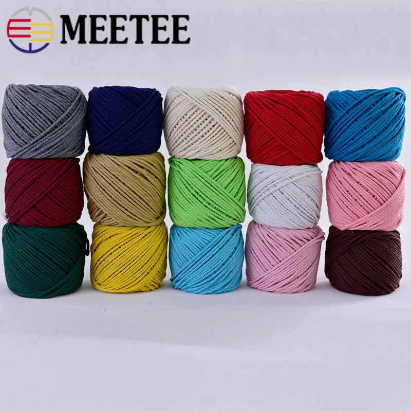 Meetee 100M 4mm Colorful Cotton Rope 100% Weave Twisted Cord DIY Bags Home Textile Bundling Drawstring Accessories CD020 | Дом и сад