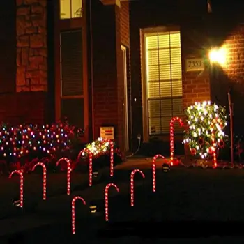 

Landscape Lights 10 Stakes 110V Durable Cane Walkway Light Crutch Lamp Warm White US Plug Festival Garden Christmas Decoration