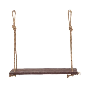 

Wooden Hanging Shelf Swing Rope Floating Shelves Jute Rope Wall Display Rack