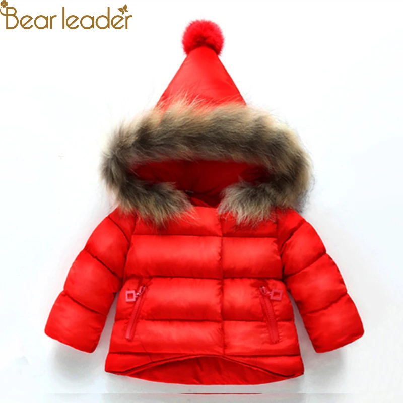 Bear Leader/детские зимние пальто новая куртка для маленьких мальчиков и девочек, пальто однотонный теплый детский зимний комбинезон с капюшоном, модная верхняя одежда для детей возрастом от 2 до 6 лет