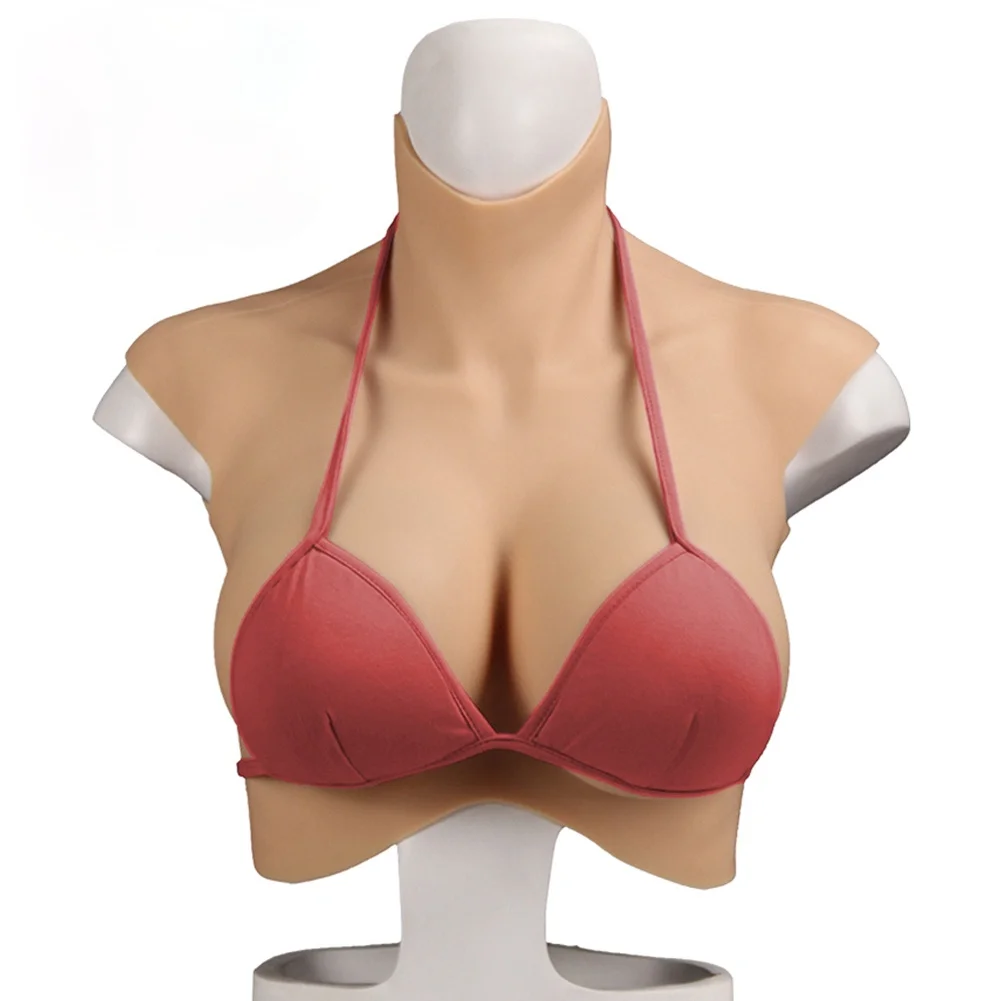 Crossdress Silicone Boobs C Cup Breast Forms Cosplayers Bras Tan Breast Plates 