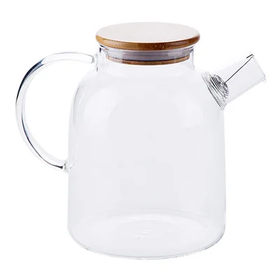 1800ml 1000/1800 мл Прозрачный Высокий боросиликатный стеклянный большой чайник для чая бамбуковая крышка послеобеденный чайник для заваривания цветочного чая съемный фильтр сетка - Цвет: 1800ml