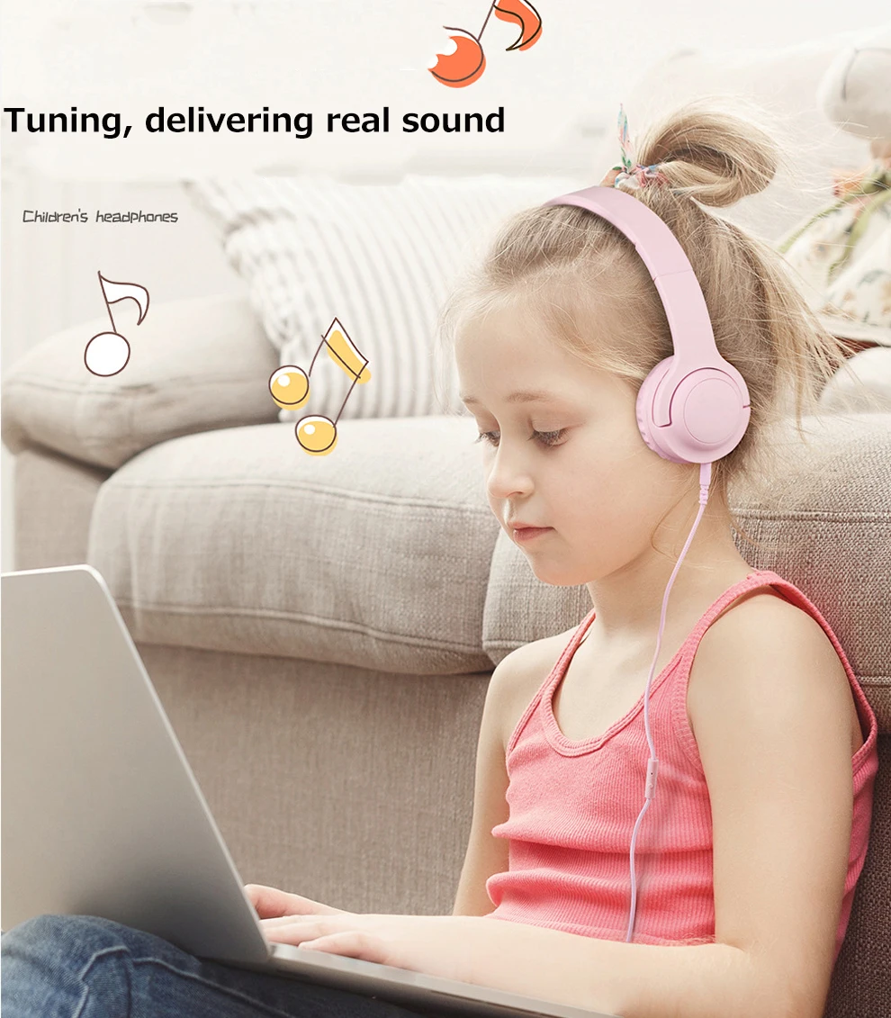 JINSERTA Children Headphone Foldable Child Earphone Wire Control Wired Phone Boy Girl Headset with Microphone Kids Headsets Gift
