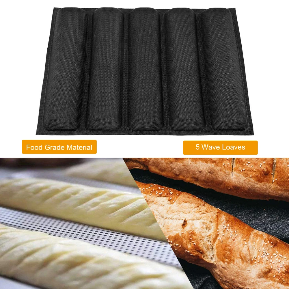 Nonstick Silicone Baguette Pan, Perforated Baking Forms Hot Dog Bun ...