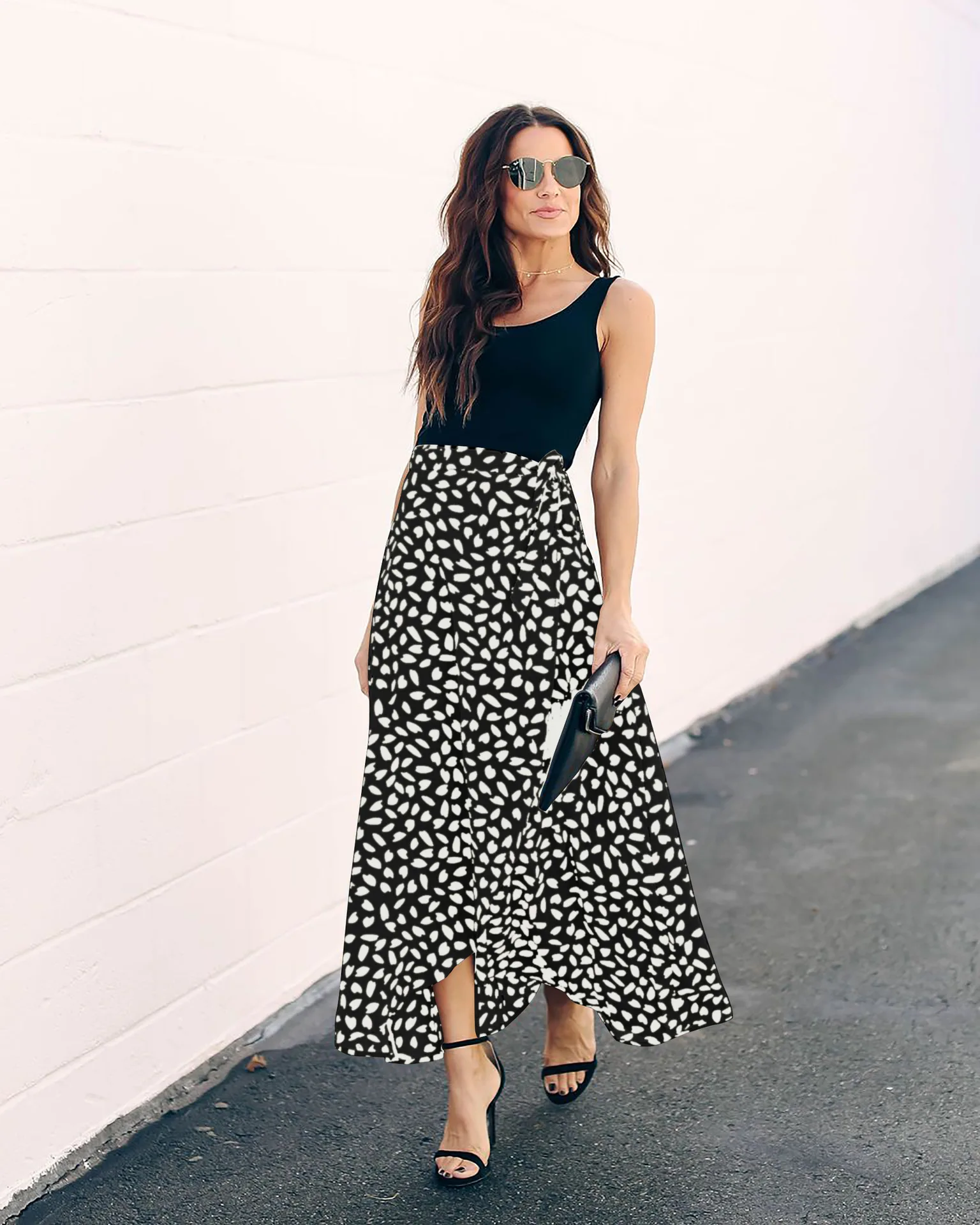 Hot Selling Summer New Products WOMEN'S Dress Polka Dot Printed Slit Long Skirts Skirt 2820