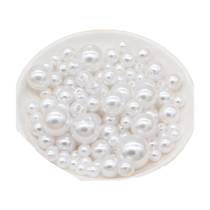 3-20MM ABS Imitation Round Pearls 10-1000pcs/Bag Ivory/White Holes/No Hole Spacer Sewing Beads Necklace Jewelry Making imitation pearl beads,abs beads