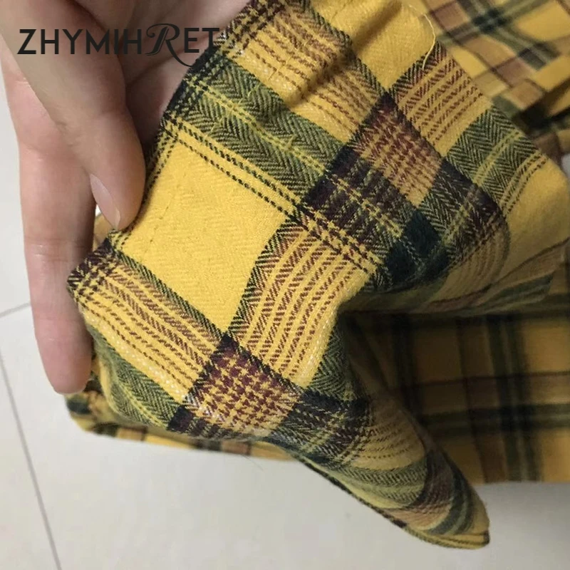 Брюки ZHYMIHRET женские клетчатые с высокой талией повседневные Прямые Штаны