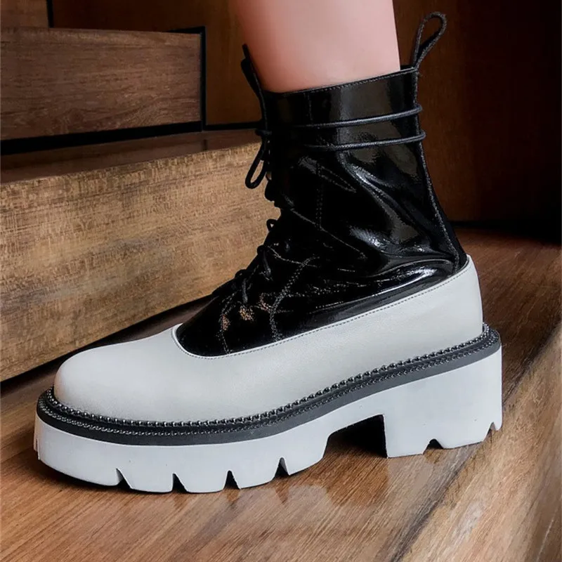 Najtaniej Prova Perfetto kobiety grube dno śnieg buty 2019 zasznurować Martin buty kobiece kostki wojskowe zasznurować zimowe ciepłe buty na platformie