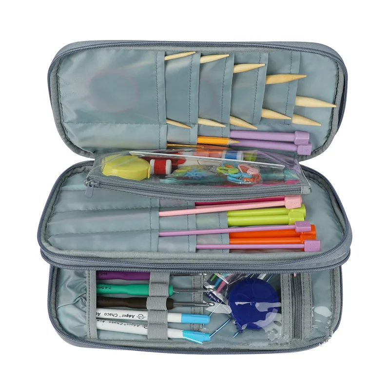 

Сумка для хранения вязания, пустой крючок для вязания, набор спиц, органайзер, чехол для игл, ножниц, линейки, швейный мешок, аксессуары