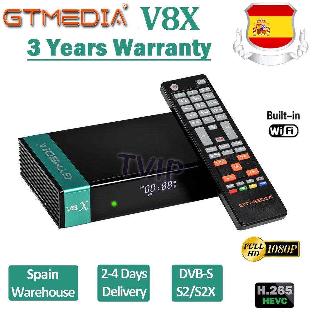 

Hot sale Full HD Gtmedia V8X DVB-S2X Satellite Receiver Built-in WIFI Same as Gtmedia V9 Prime V7 HD H.265 1080P No app