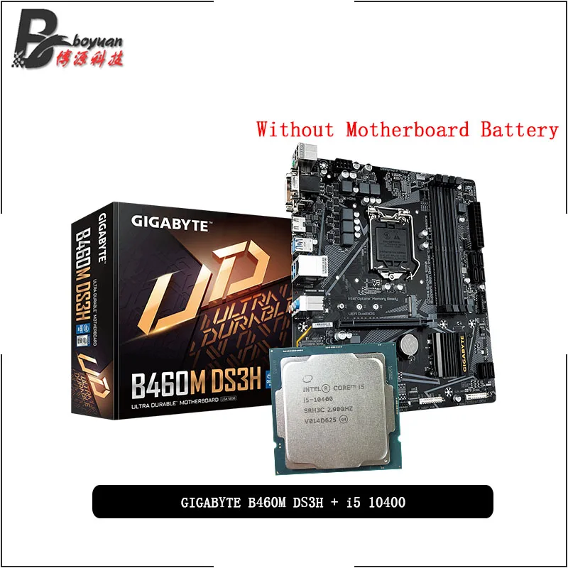 Процессор Intel Core i5 10400 + Материнская плата Gigabyte GA B460M DS3H подходит для процессора LGA