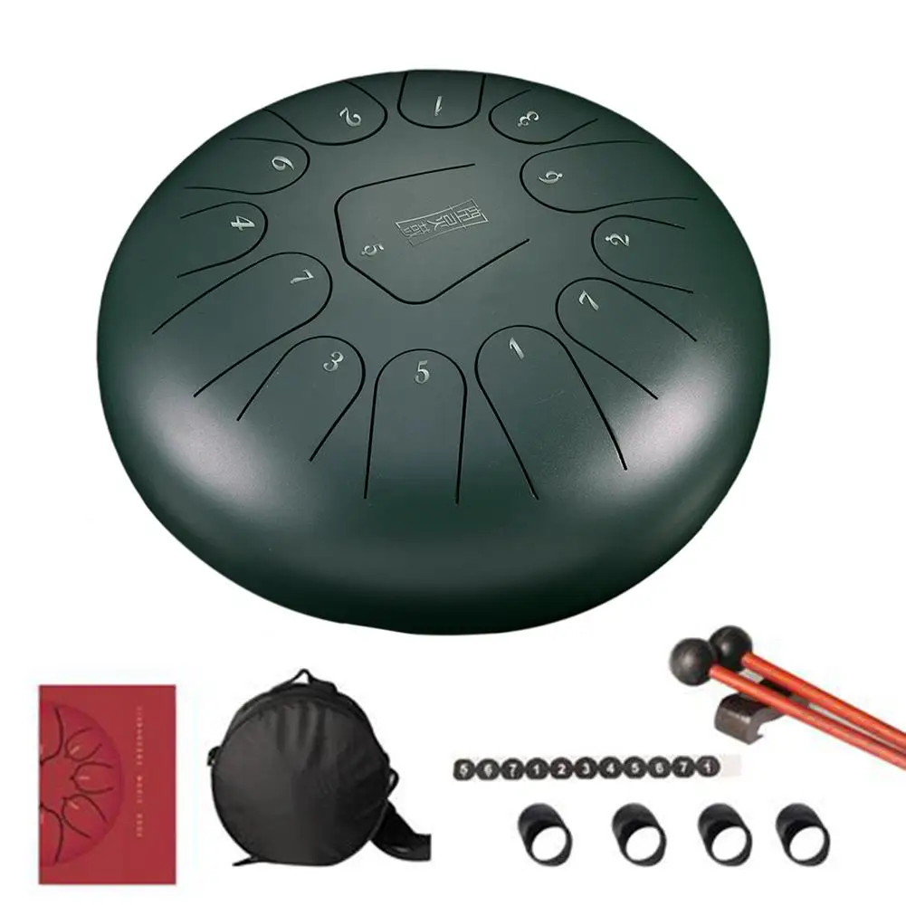 12 Inch Mini Drum 13 Tone Steel Tongue Drum Handpan Instrument With Padded Bag And A Pair Of Mallets Musical Instruments