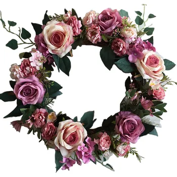 

European Style Model Great Rose Garland Silk Imitation Flowers Door Decoration Lintel of a Door Flower Decoration Wreath Home Ma