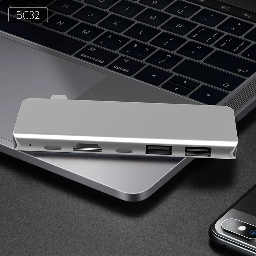 USB C концентратор HDMI адаптер для ноутбука 5 в 1 конвертер USB-C к HDMI, SD/TF кард-ридер и 2 порта USB 3,0, PD зарядка