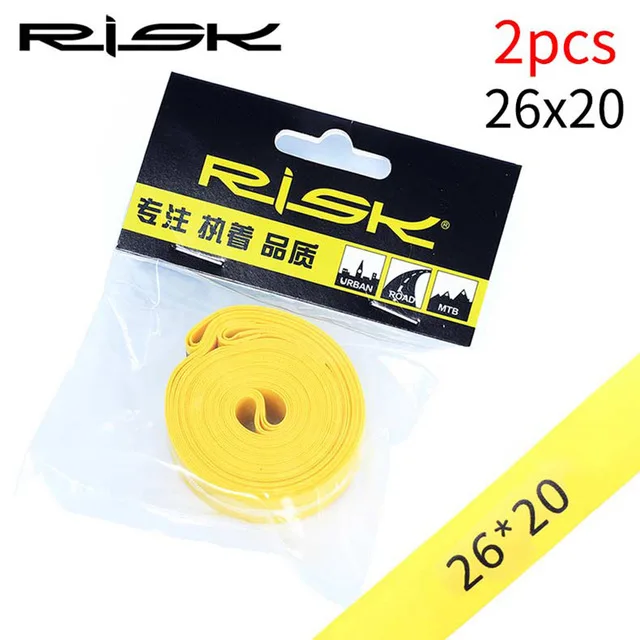 26inchx20mm Yellow Риск велосипедные шлемы ПВХ трубчатая лента между внутренней трубки и обод МТБ дорожный велосипед шины трубчатая лента вкладыш 26/27. 5/29 дюймов x 20 мм/700c x 18 мм крышка - Цвет: 26inchx20mm Yellow