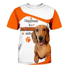 

2022 Dachshund Smile Men's T-shirts Pets Paws 3d Printing Men's Clothing Loose Casual Pullovers Unisex Tops Harajuku Streetwear