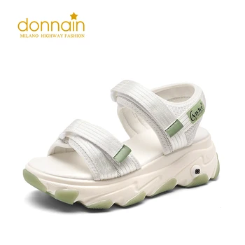 

DONNAIN Summer Fashion Beach Sandals Mixed-colors Chunky Platform Sandals Open Toe Flat Sandals Gladiator Wedges Women Shoes