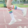 Chaussettes arc-en-ciel en coton pour femmes, longues cuisses rayées, chaussettes, Sexy, pour étudiants, hautes ► Photo 3/6