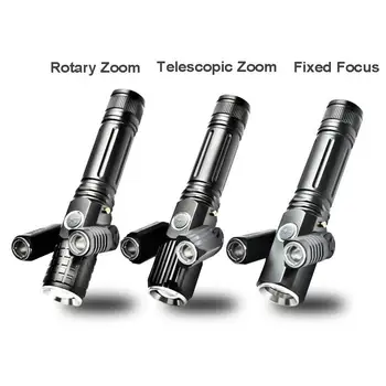 

T6 L2LED Flashlight Torch wiht 3 Light Heads USB Rechargeable Outdoor Work Light Adjustable Night Riding Light