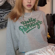 Sweatshirts Women Autumn Winter Solid Color Long Sleeve Crop Tops Casual Letter Printe Hooded Pullover Clothes Sweatshirt