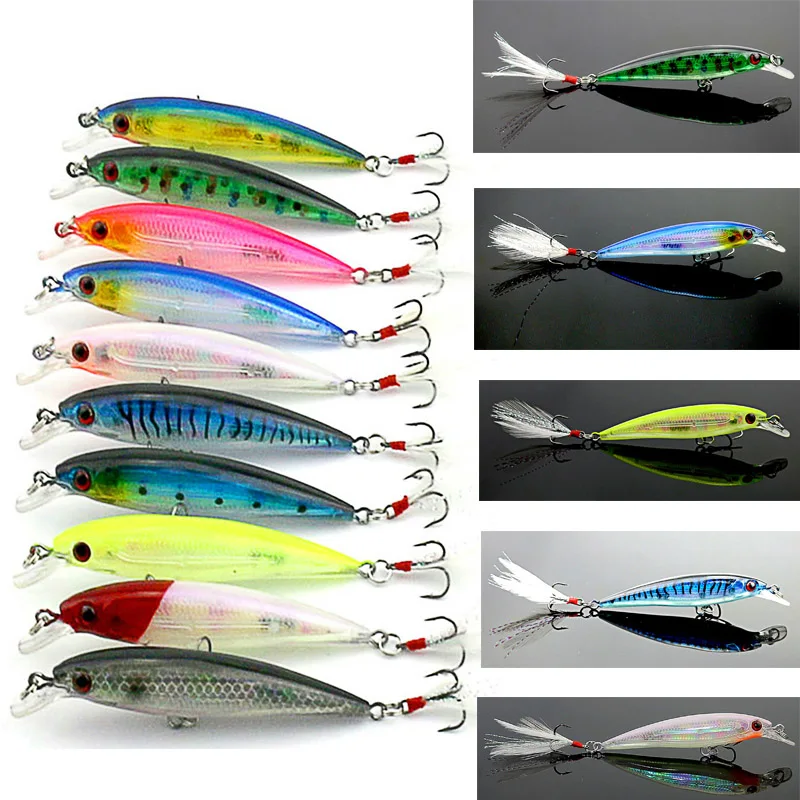 10pcs Fishing Lures Crankbaits Hook Minnow Baits Tackle Crank Fishing Tackle Kit