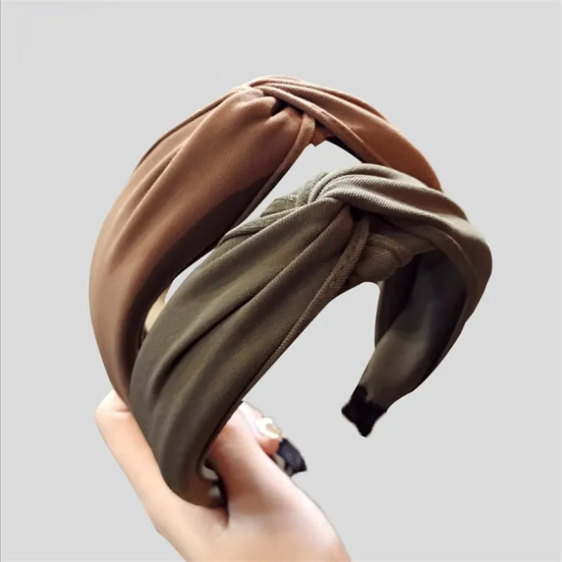 Korean style simple fashion hair accessories headband autumn and winter wide-brimmed fabric hair cave ladies net red headband womens solid seahorse hair scarf autumn winter fashion wild high grade soft warm shawl tassels fluffy scarf ladies accessories