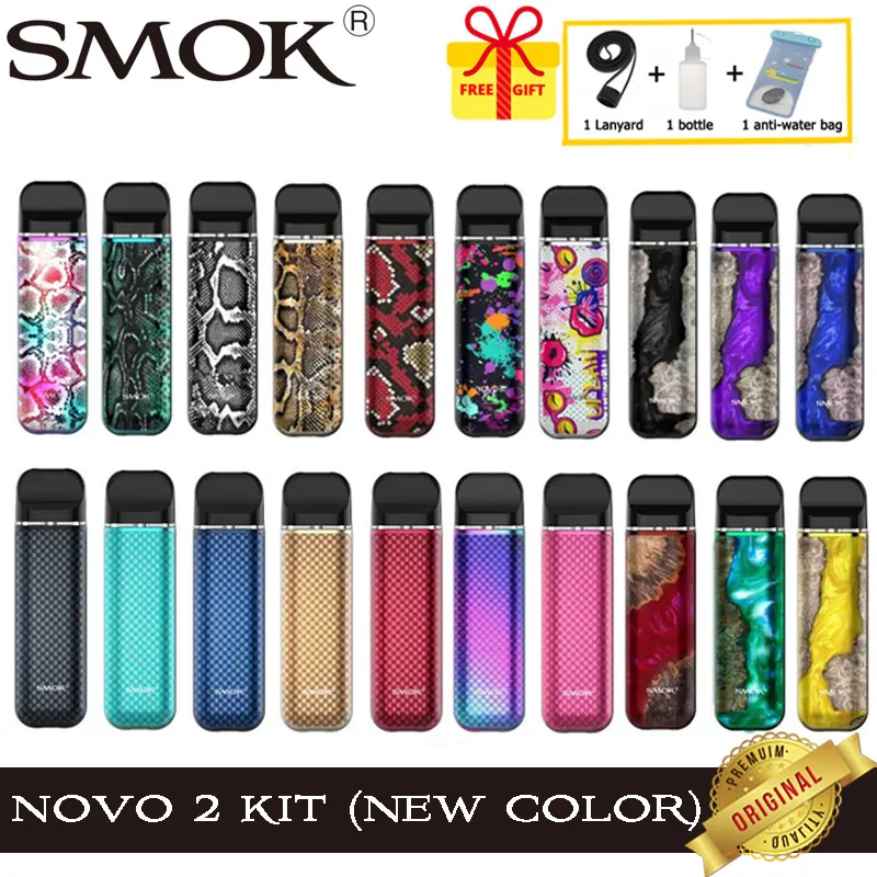 Цвет SMOK Novo 2 Pod vape комплект 800 мАч батарея 2 мл картридж стручка распылитель сетка 1.0ohm DC MTL электронная сигарета испаритель