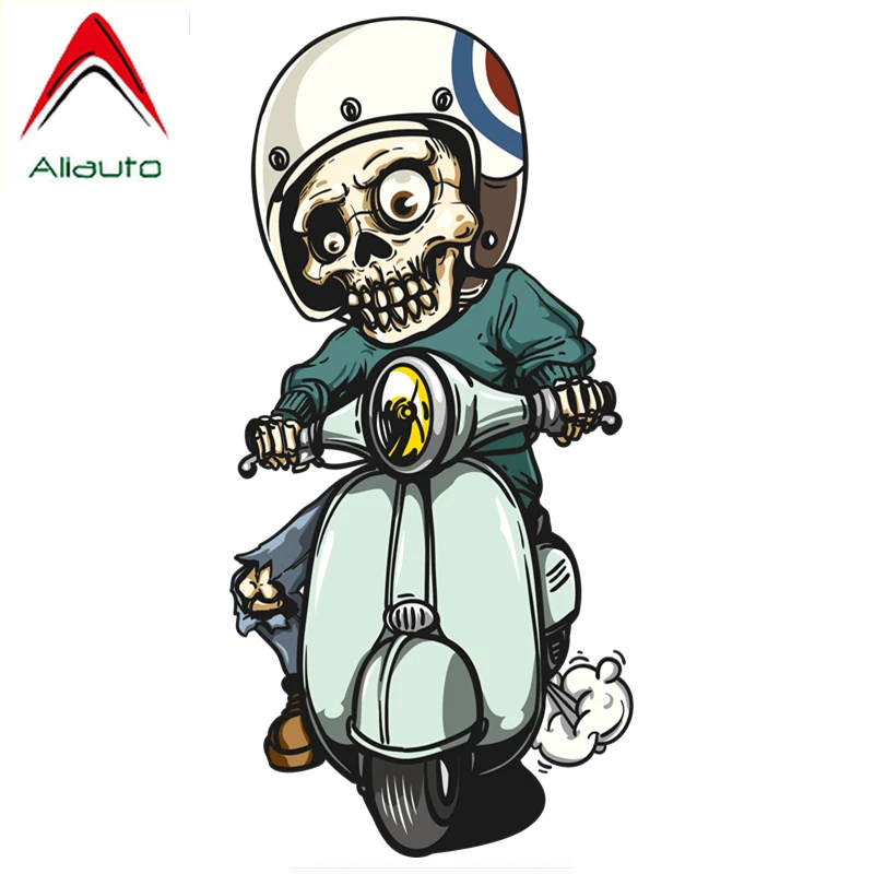 Aliauto забавная наклейка для автомобилей Skull Ride аксессуары мотоциклов виниловые
