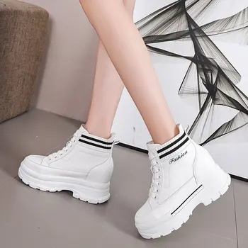 

Boots Women New 2020 Booties Ladies Shoes Lace Up Round Toe High Heel Leather Autumn Ankle Lolita Rock Cotton Fabric Solid PVC