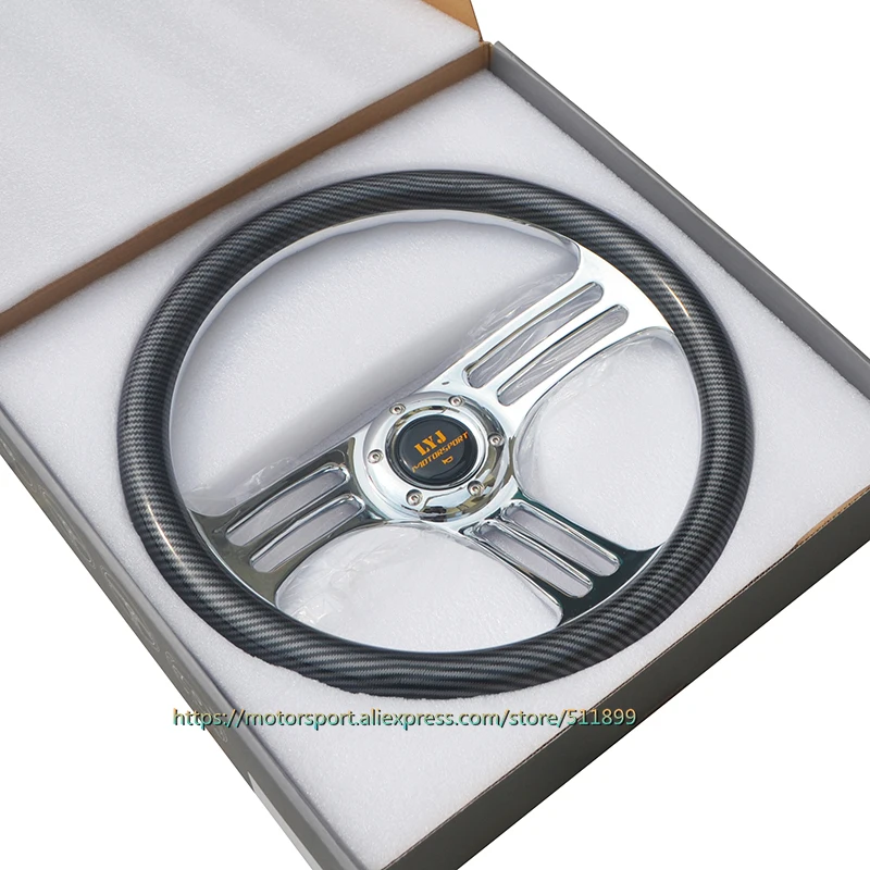 New Arrival Classic 350mm Carbon Fiber Style One-piece Design Modified Car Steering Wheel