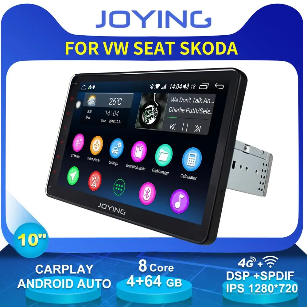 

10.1"Joying 1024*600 Single Din Android 6.0 Car Radio Audio Stereo Recorder Head Unit For VW VolkSwagen Skoda GPS Navigation