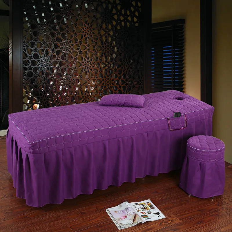 Beauty Salon bed sheet Brief Beauty Bed Skirt Bedspread  With Hole Body Massage Bed Cover 5