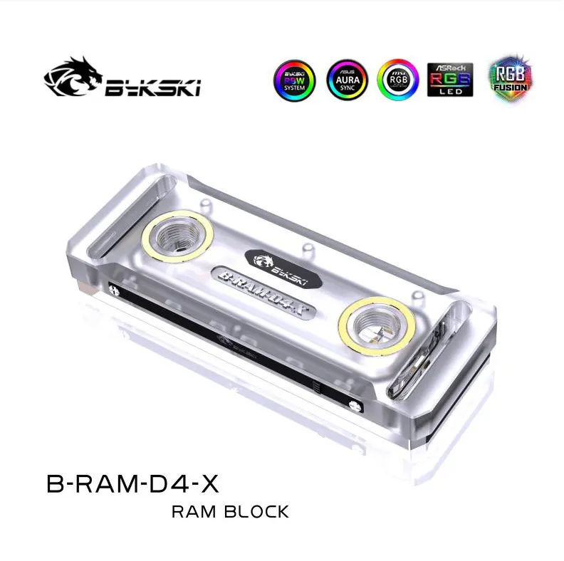 Bykski pc Refrigerador de Cartão Memória Refrigeração Água Ram Bloco de Água Acrílico Capa Suporte Dois Ram Canal Rbw Rgb B-ram-d4-x - Imagem 5