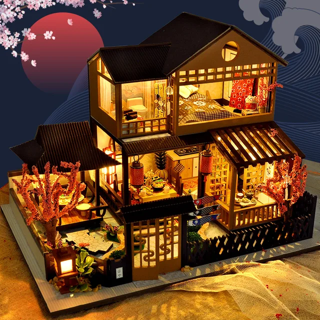 Cutebee DIY Dollhouse 1/24 Scale Miniature Dollhouse Japanese Garden Building Kit Toys for Children Birthday Gifts 1