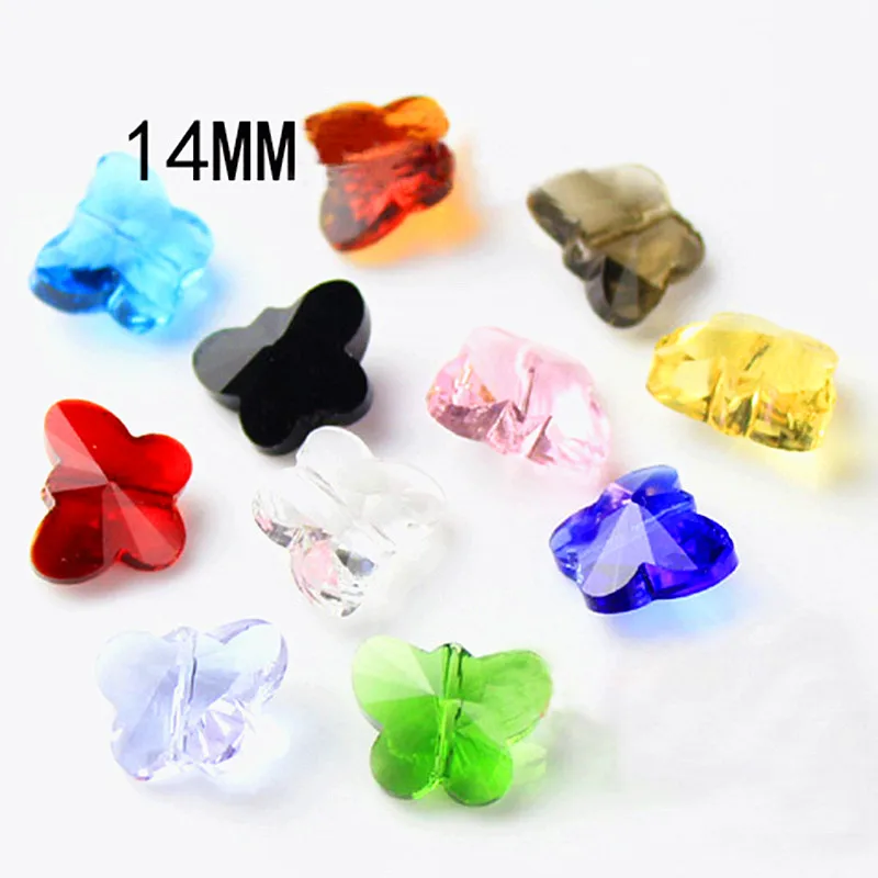 Whole Sale 100pcs/lot 14mm Mixcolors Crystal Glass Butterfly Beads Stones 1Hole for Diy Chandelier Parts Crystal Jewelry Making construction machinery parts whole sale dx380 dx225 lcd monitor lcd gauge monitor panel 300426 00049a for doosan