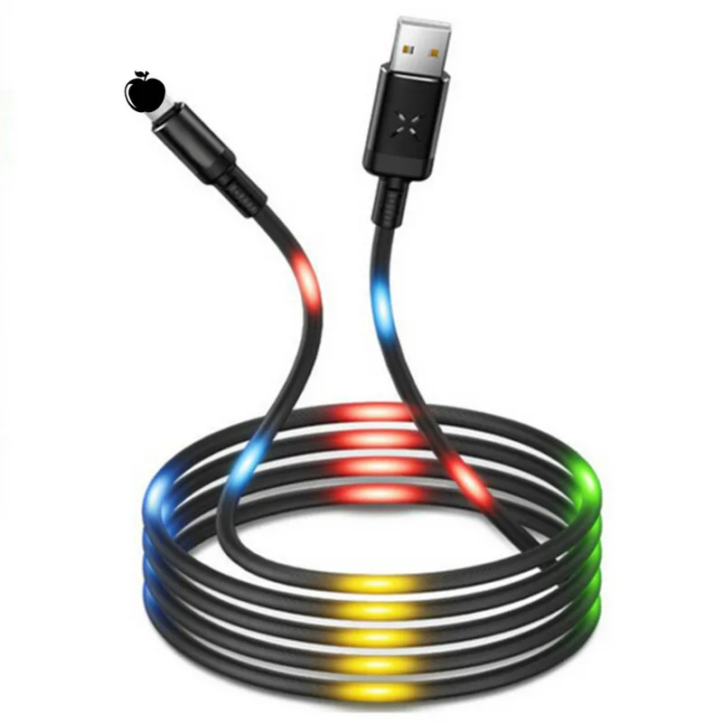 

New Type C LED Cable Light Flash USB C cable SR Data Sync dancing cable Smart volume Control Stream light fast Charging cables