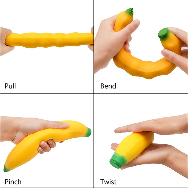 Stretchy Banana Sensory Toy Squeeze Squishy Stress Relief Toy Fidget Toys For Kids Antistress Elastic Gluesand Filled Rubber Toy 4
