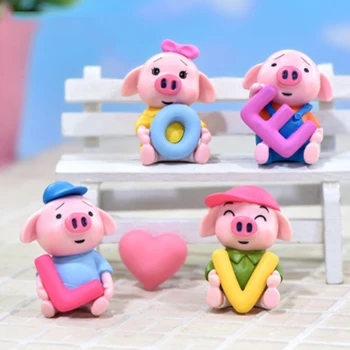 

ZOCDOU 1 Piece L O V E L etter Pigs Small Statue Figurine Crafts Ornament Miniatures Animal Bonsai Decoration