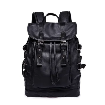 

Top quality black color pu leather men backpack outdoor Large Capacity Hiking Climbing Camping backpack for male 200826-32