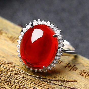 

Second Generation Natural old Beeswax Ring for Men and Women Blood Pearl Jewelry 925 Silver Four-Claw Adjustable Retro Ring