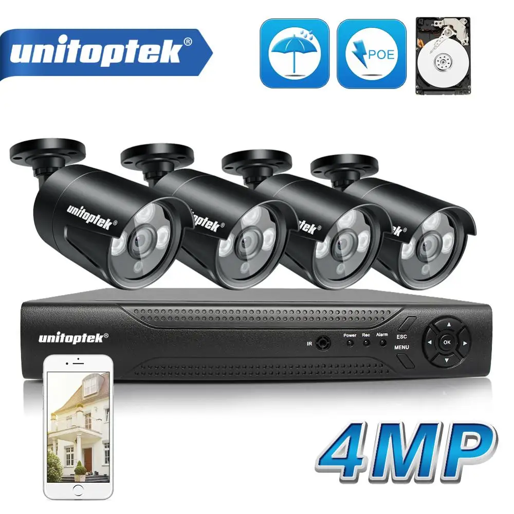Plug &amp Play 4CH 4MP CCTV камера системы 48V POE ip-камера наружная безопасности ночное видение