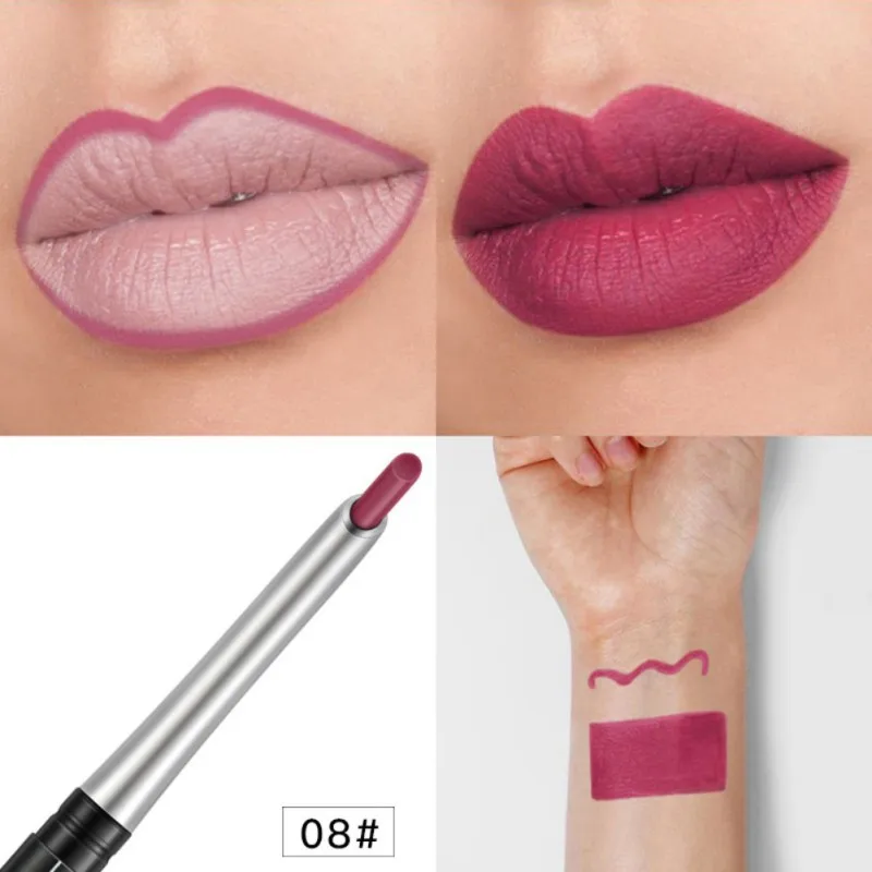 08 17 цветов mate устойчивый карандаш для губ Макияж водостойкий блеск для губ Карандаш - Цвет: 08