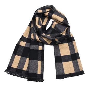 

2019 Male Female Autumn Winter Wool Imitation Cashmere Thicken Warm Double Faced Lovers Scarf Korean Edition British Plaid Scarf