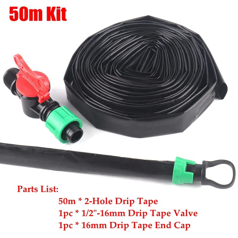 50m Kits 5~ 50 м 2 отверстия* пространство 40 см капельная лента системы капельного орошения наборы садоводства полива наборы теплицы под пленкой орошения капельного шланга - Цвет: 50m Kits