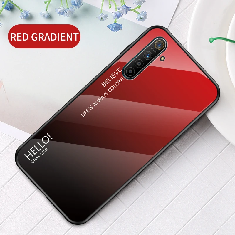 Realme XT чехол 6,4 дюймов роскошный мрамор закаленное стекло Мягкий ТПУ чехол противоударный телефон задняя крышка Realme X2 защитный чехол - Цвет: style 1