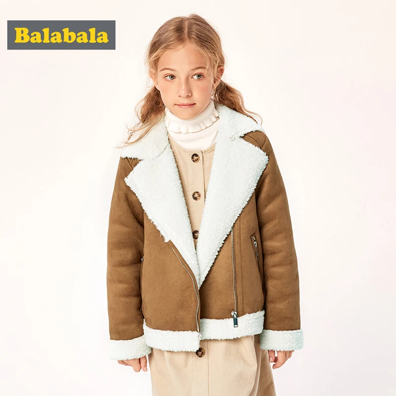 Children wear suede plus velvet jacket new autumn and winter children and girls warmth thick coat