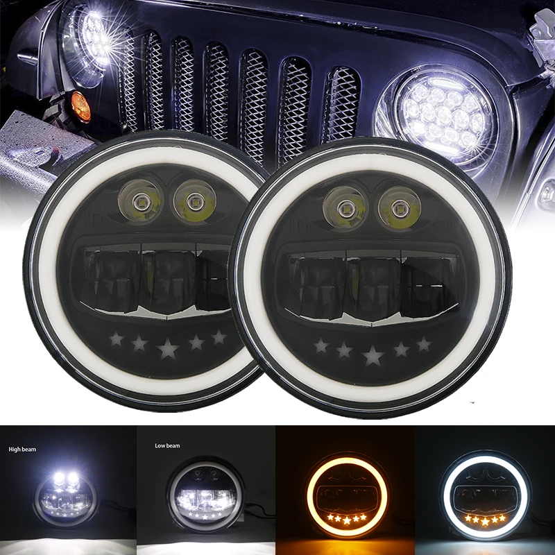 Phare LED 7 pouces pour Jeep Wrangler JK, feu de course 6000K, 4x4,  approuvé par points, pour Lada Niva Urban, yeux d'angle hors route